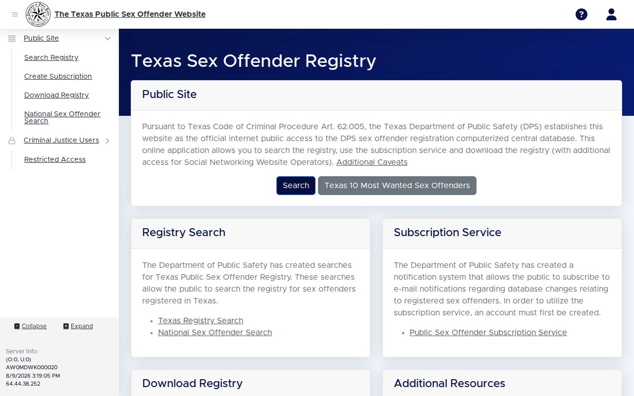 Sterling County sex offender registry map and result interface