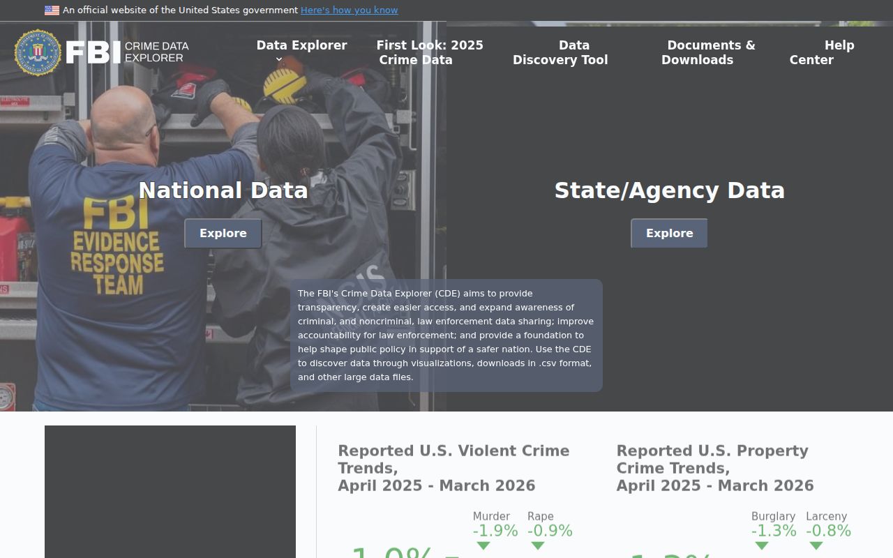 Sterling County criminal history official crime data interface