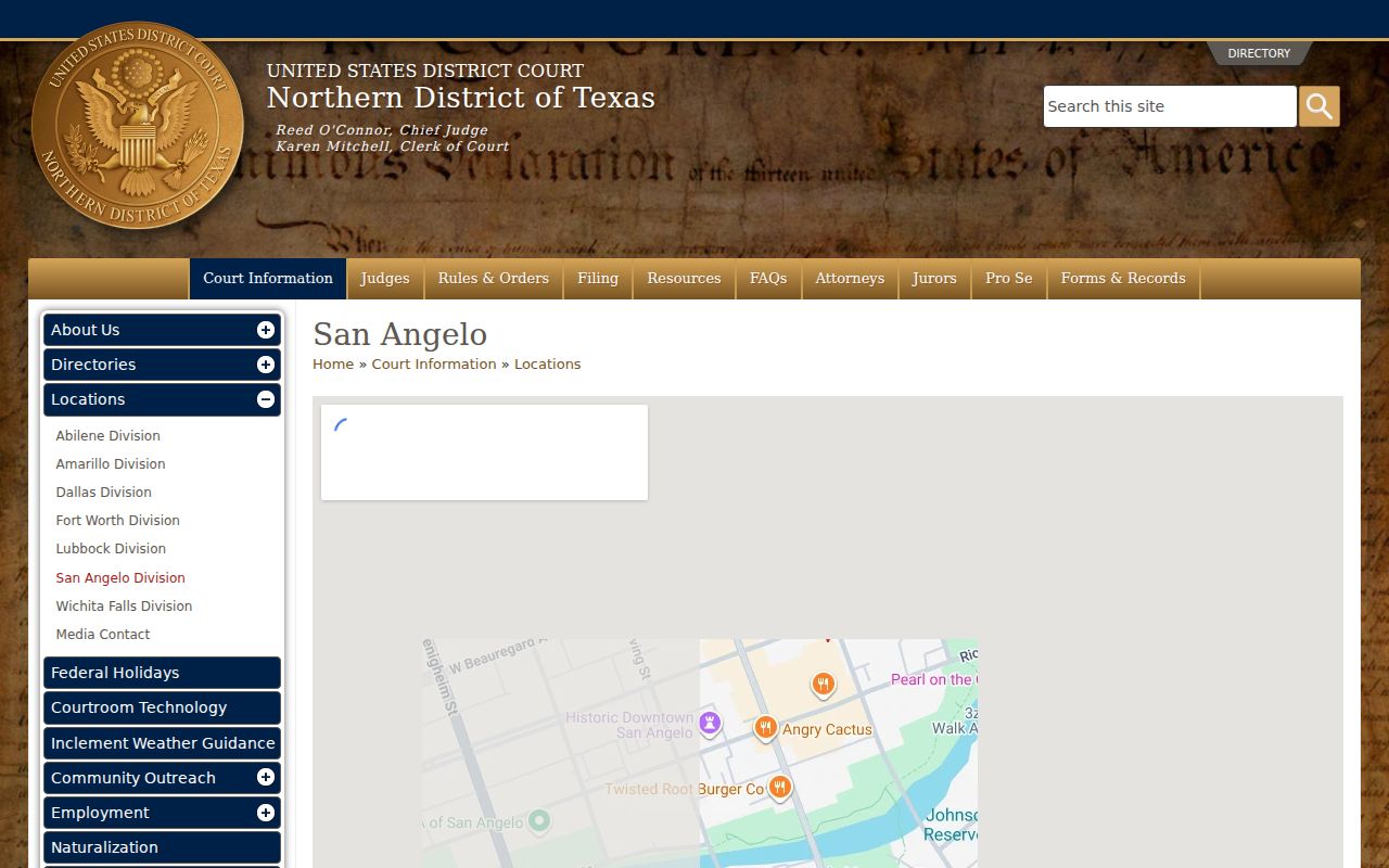 Sterling County criminal history San Angelo federal courthouse